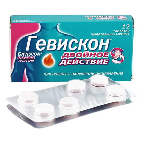 Гевискон Двойное Действие таблетки жевательные мята 12 шт. в Доктор Столетов