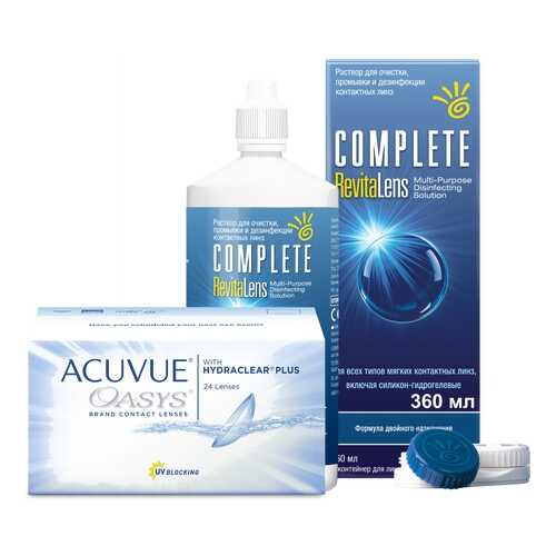 Контактные линзы Acuvue Oasys 24 линзы R 8.4 +4.75 + Раствор Complete RevitaLens 360 мл в Доктор Столетов