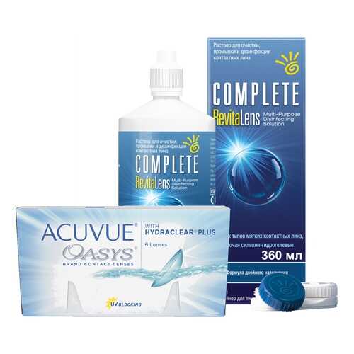 Контактные линзы Acuvue Oasys 6 линз R 8.8 -7.00 + Раствор Complete RevitaLens 360 мл в Доктор Столетов